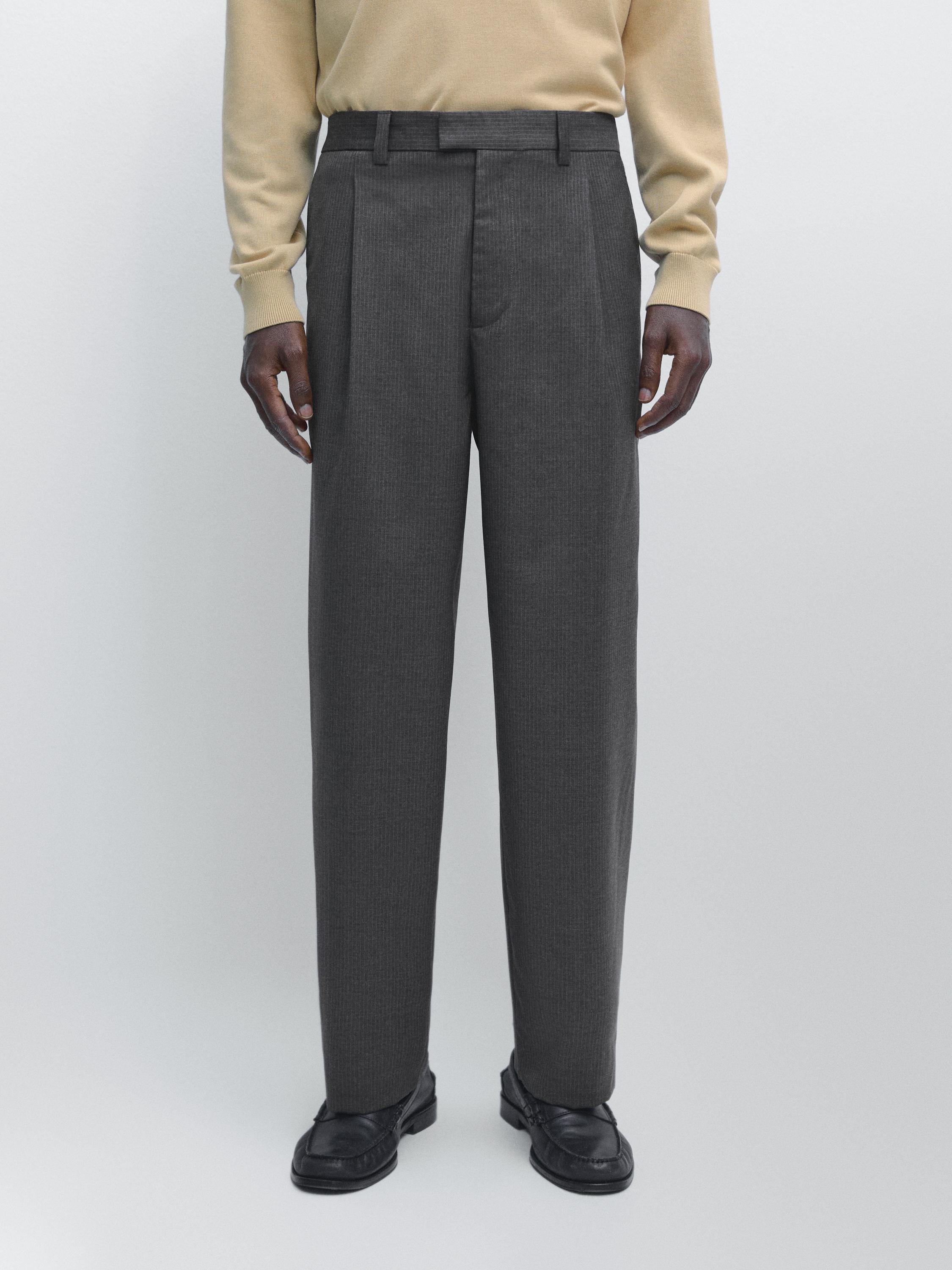 Pantalon à pinces en laine mélangée